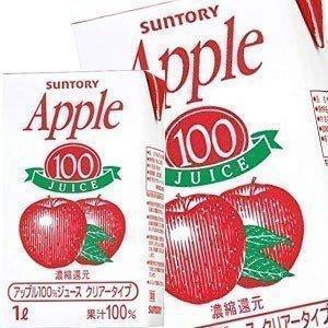 サントリー アップル100 1L 紙パック×12本 6本×2箱  賞味期限：2ヶ月以上  送料無料 【3〜4営業日以内に出荷】｜drinkya