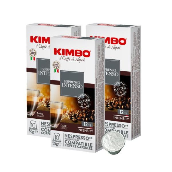 KIMBO キンボ イタリア産 ネスプレッソ 互換 カプセルコーヒー インテンソ×3箱（30カプセル...