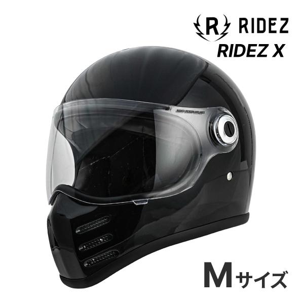 RIDEZ X グロスブラック Mサイズ(57- 58cm) フルフェイスヘルメット バイク用ヘルメ...