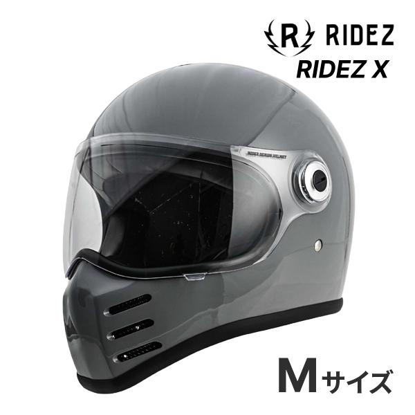 RIDEZ X グロスグレー Mサイズ(57- 58cm) フルフェイスヘルメット バイク用ヘルメッ...