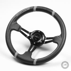 ステアリング 32φ ディープコーン 70mm グレイDRIFTING＆クロスステッチ フェイクレザーPVC DD32PG
