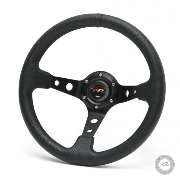 ステアリング 32φ ディープコーン 70mm 黒色クロスステッチ 黒色トップマーカー フェイクレザ...