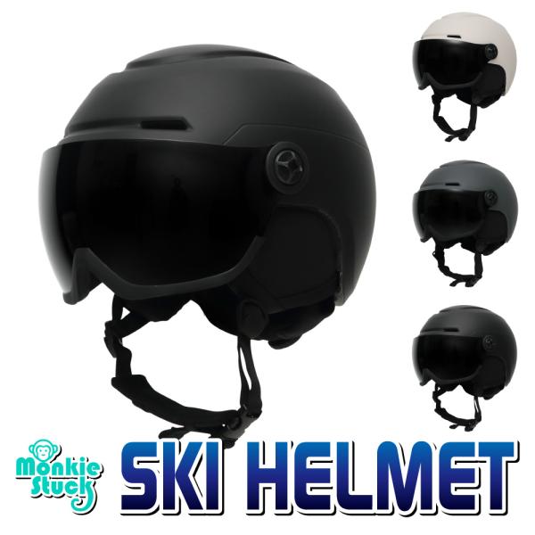 スキーヘルメット ゴーグル一体型 メガネ対応 Monkie Stuck サイズ調整可 ブラック M/...