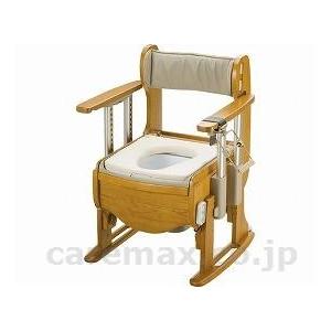 (T0811) 木製トイレきらく座優肘掛昇降/18720やわらか脱臭便座 (cm-311457) [1台]の商品画像