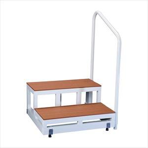 バリアフリー踏台(2段・手すり1本) 2段 24-7721-0202 手すり左側 バリアフリータケウ...