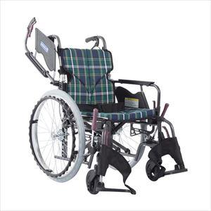 車いす モダン Bスタイル KMD-B22-40-M/SR  アルミ製  25-2358-01モダンシリーズBスタイル緑チェック(KMD-B22-40-M/SR)(25-2358-01｜drmart