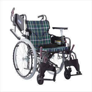 車いす モダン Cスタイル KMD-C22-40-M/SR アルミ製 25-2358-02モダンシリーズCスタイル緑チェック(KMD-C22-40-M/SR)(25-2358-02