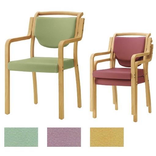 木製いす（手掛け付） PD-8005(ライトピンク) モクセイイス(テカケツキ)(24-2684-0...