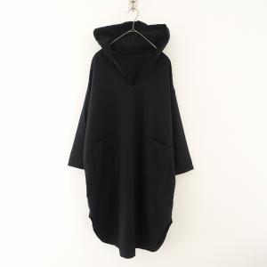 //【定価1.5万】イナ ina *フード付きウールブレンドロングワンピース*ドレス黒ブラックフーデッド(1-2402-392)【61C42】｜drop-kaitori