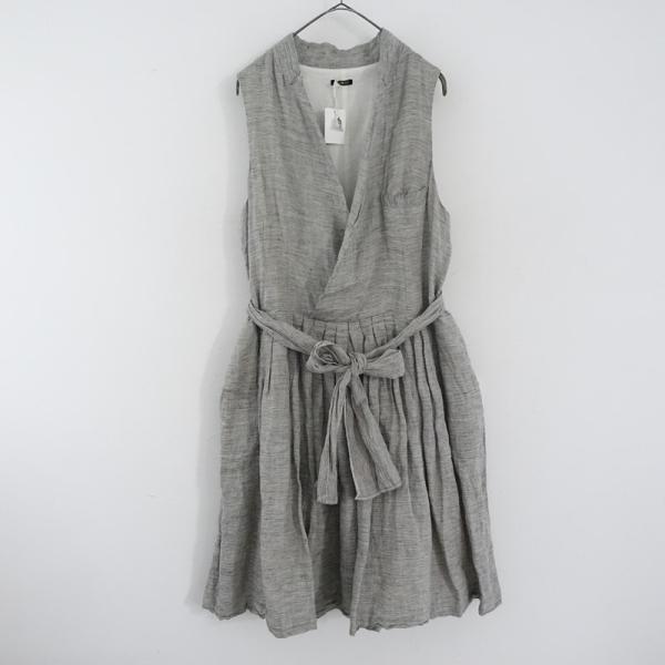 【未使用】オールドマンズテーラー R&amp;D.M.Co- *リネンマルチボーダーカシュクールワンピース*...