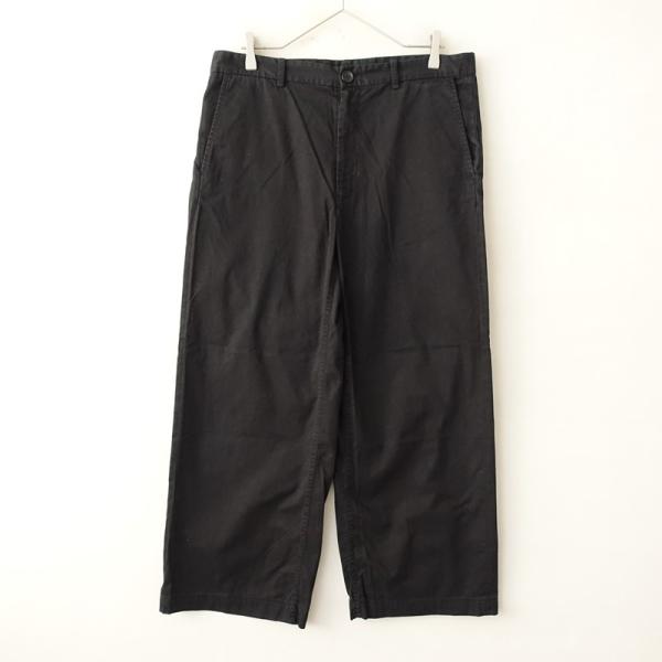 ダル Dhal *コットンセミワイドパンツ*ブラックジップフライノータックストレート4ポケット深履き...