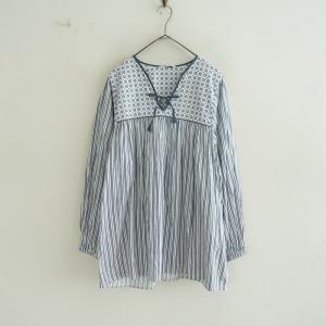 トゥジュー TOUJOURS *ブロックプリントスモックチュニック*2コットンエスニックコンビオーバーダイ長袖(2-2606-60)【30G62】