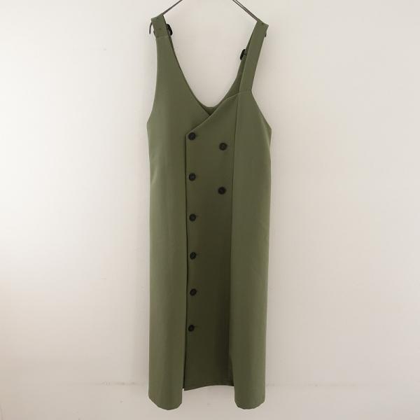 //アメリ AMERI *キャミワンピース*Mストレッチカーキジャンパースカートサロペットドレス(2...