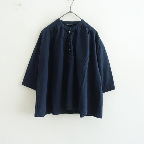 ハンズオブクリエイション Hands of creation *コットンギャザーブラウス*F綿ネイビ...