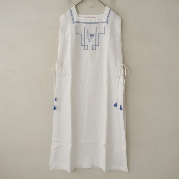 【2024SS/定価7.3万】トワヴァーズ TOWAVASE *Ajour Dress リネン刺しゅ...