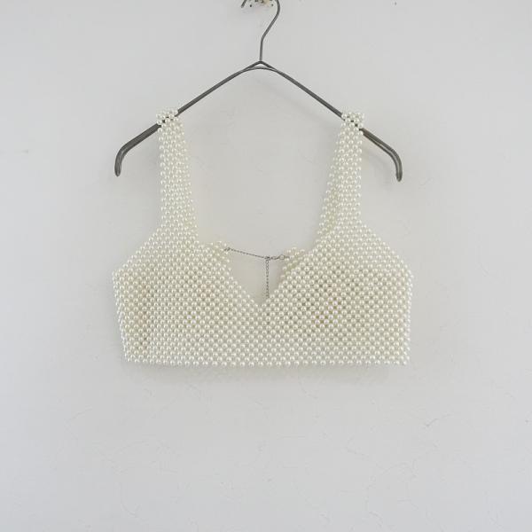 【定価1.3万】アメリ AMERI *パールビスチェ*Fベアトップアクリル光沢レイヤードオフホワイト...