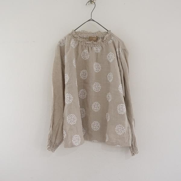 ヌーランドオロー nous rendent heureux *リネン刺繍スモックブラウス*シャツサン...
