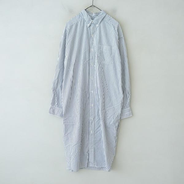 アメリカーナ Americana *サイドボタンストライプシャツワンピース*ボタンダウンネイビーホワ...