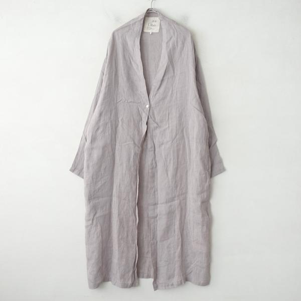 ゼロハチマブ 08 Mab *リネン羽織ロングシャツ*Fローブラベンダーグレー無地麻(33-2512...