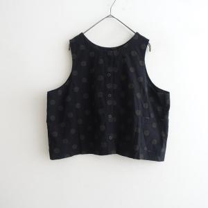 【美品】ソウルベリー soulberry *モノトーンなドット刺繍ベスト*Mワイド水玉ブラック黒(33-2606-278)【21G62】