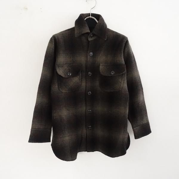 ジョンソンウーレンミルズ johnson woolen mills *ウール混チェックシャツ*XS長...