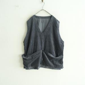 【美品/定価5.3万】トゥジュー TOUJOURS *Work Pullover Vest*2コーデュロイVネックチュニック綿グレー(4-2410-136)【02K42】