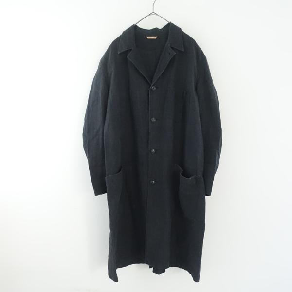 【ユニセックス】アーツ&amp;サイエンス ARTS&amp;SCIENCE *リネンコート*2麻スミクロ墨黒ロング...