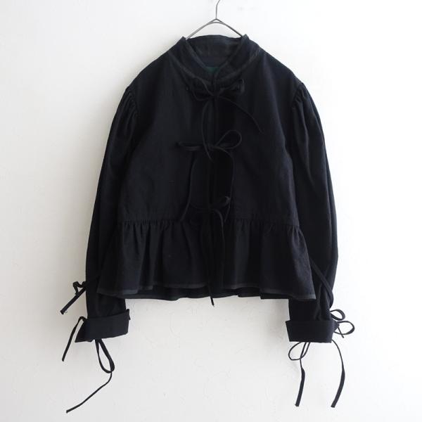 ネイティブヴィレッジ NATIVE VILLAGE *コットンシルクギャザージャケット*黒ブラックス...