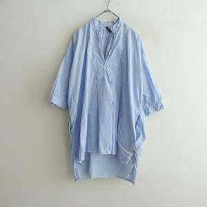 【定価18.9万】ダニエラグレジス DANIELA GREGIS *ミックスストライプシャツ*Fチュニックブラウス(k33-2608-639)【32I62】