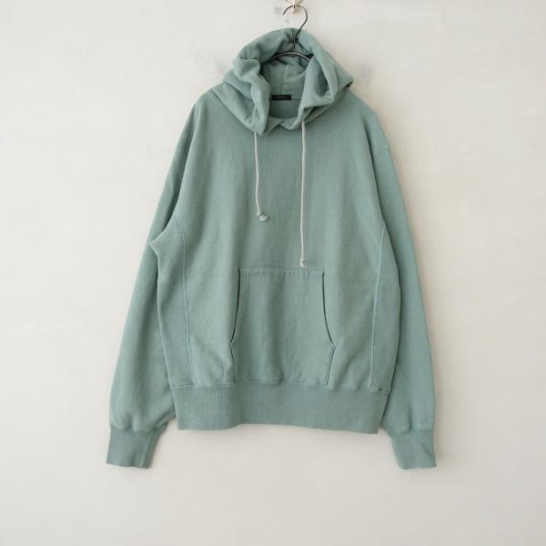 リノ LENO *SWEAT HOODIE プルオーバー*1パーカー綿コットングレーグリーン長袖マフ...