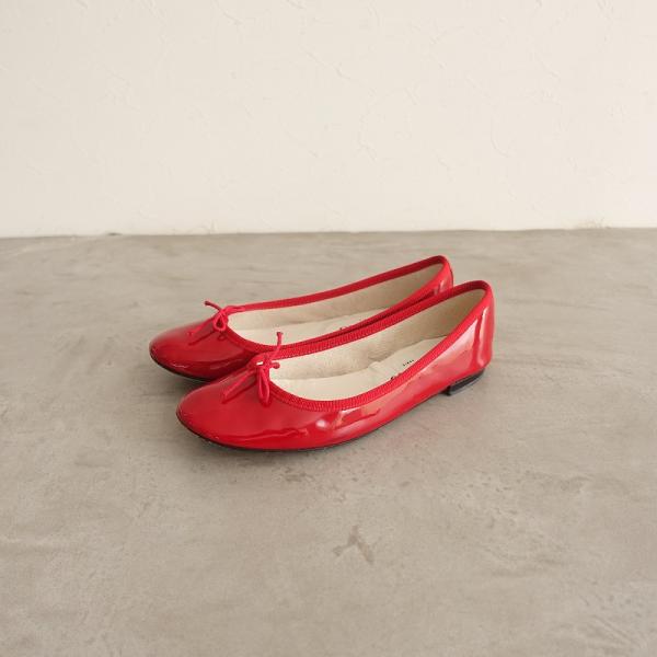 //レペット repetto *Cendrillon パテントレザーバレエシューズ 38/23*赤レ...