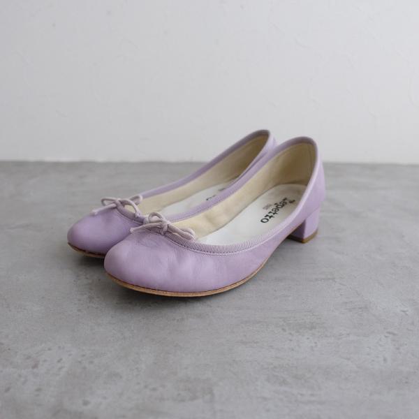 レペット repetto *バレエシューズ 35/22*ライトパープルレザー皮革パイピングリボンパン...