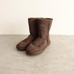 UGG ブラウン ムートンブーツ　23ｃｍ＃37 アグ UGG *サイドジップムートンブーツ 37/23*ダークブラウンレザー