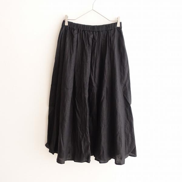 【定価3.6万】イクナ IKKUNA *flared skirt II*1リネン布帛ブラックロングマ...