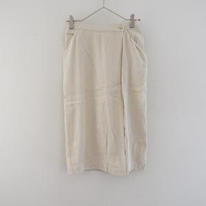 エヴァムエヴァ evam eva vie *コットンリネンフランネルラップ風スカート*エクリュ起毛タックゴムポケット(sk2-2606-210)【11G62】