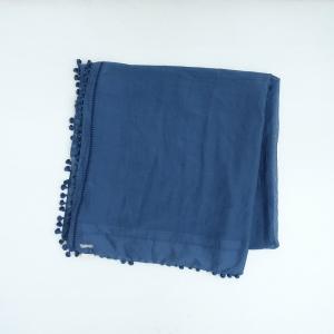 新品 matta マッタ ストール ネイビー ポンポン 大判ストール シルク 紺 matta（マッタ） 【未使用】マッタ *ポンポンストール*ショール薄手
