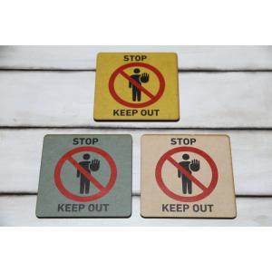【クリックポスト・ネコポス対応】カラータイプ！木製 カラーサインプレート STOP/KEEP OUT...