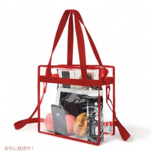 【並行輸入品】透明トートバッグ BAGAIL TBG01-Red 調整可能ショルダーストラップ付き ...