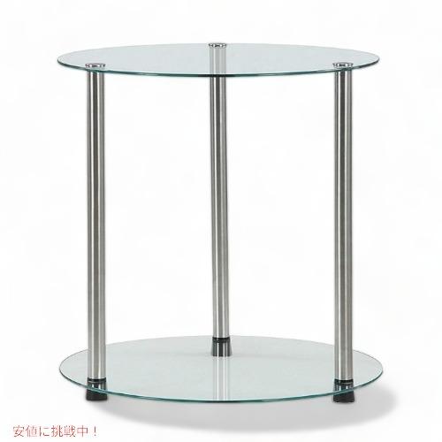 【並行輸入品】Convenience Concepts ガラス サイドテーブル2段 シルバーアメリカ...