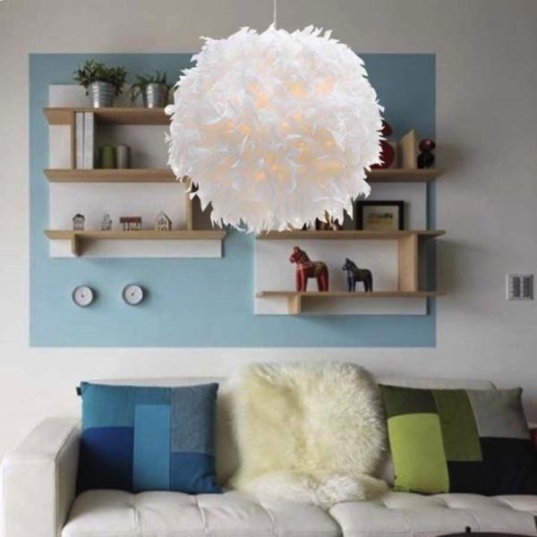 【並行輸入品】モフモフ！ホワイトフェザーシャンデリア 43cm径 アメリカ輸入照明 アメリカ家具