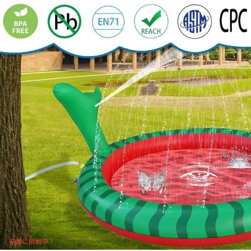 【並行輸入品】噴水マット スプラッシュパッド スプリンクラー 直径165センチ スイカ Apfity...