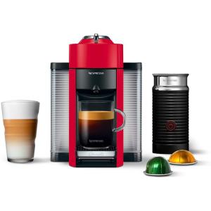 ネスプレッソ コーヒー＆エスプレッソマシーン ミルク泡立て器付き レッド Nespresso メタス...