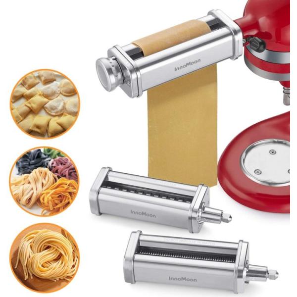 【並行輸入品】パスタローラー＆カッターアタッチメント3点セット InnoMoon スタンドミキサー用...
