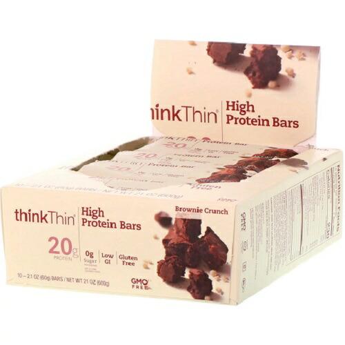 【並行輸入品】ThinkThin, High Protein Bar, Brownie Crunch...