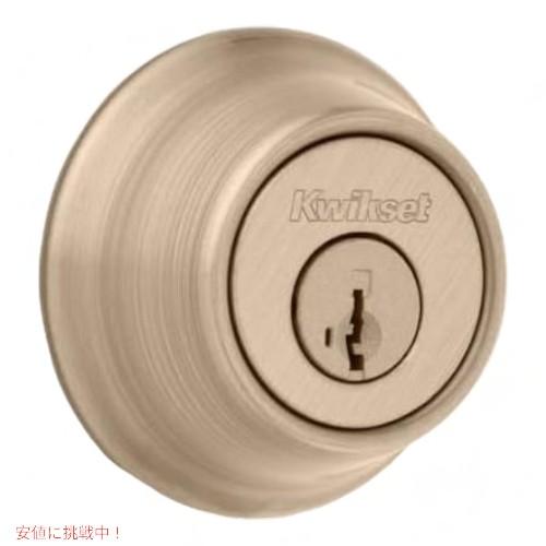 【並行輸入品】Kwikset 660 デッドボルト ロック アンティークブラス ラウンド エクステリ...