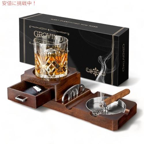 【並行輸入品】グロヴィン Grovind ウイスキー Whiskey グラス Glass トレイ＆木...