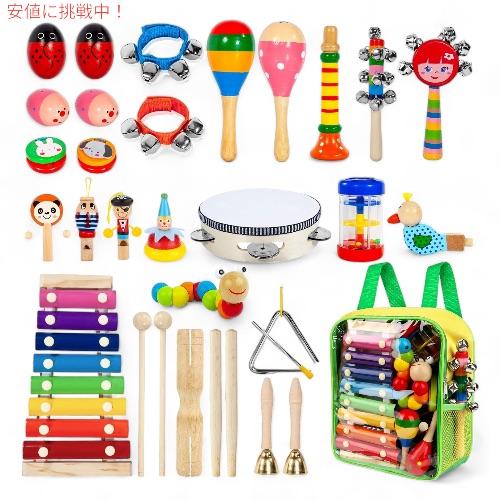 【並行輸入品】幼児向け 楽器 33ピースセット 18種類 子供 打楽器 タンバリン 木琴 リズミカル...