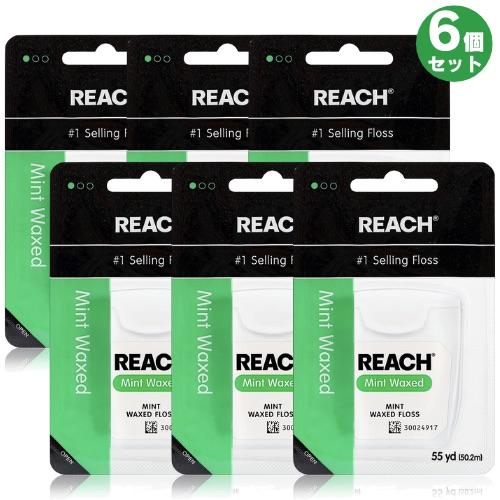 【並行輸入品】6個セット REACH リーチ デンタルフロス ワックス付き ミント味 55ヤード（5...