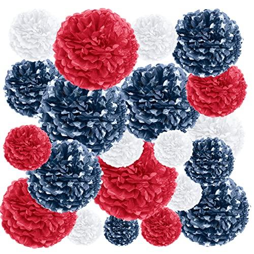 【並行輸入品】ティッシュポムポム　室内飾り用・デコレーションに　Red, White and Blu...