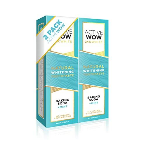 【並行輸入品】【2個】Active Wow ナチュラル歯磨き粉 - キシリトール配合歯のホワイトニン...